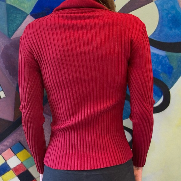 Cowl Neck Sweater, red, soft, stretchy for multi size fit, w/ sunscreen, Sz S - Picture 2 of 6